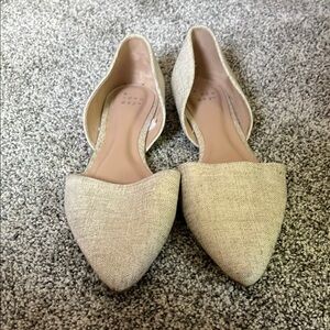 Women's Cream faux linen D'Orsay Flats